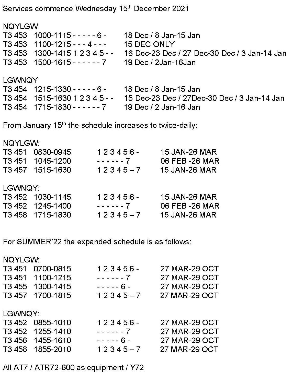 Gatwick flights to Newquay return with Eastern Airways ADS Advance